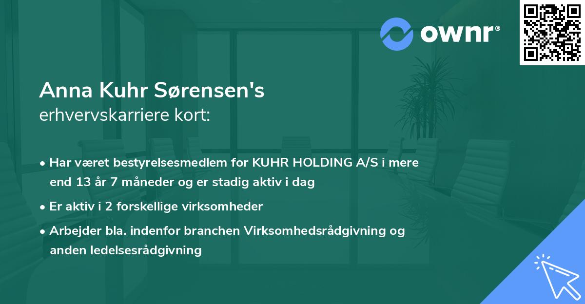 Anna Kuhr Sørensen's erhvervskarriere kort