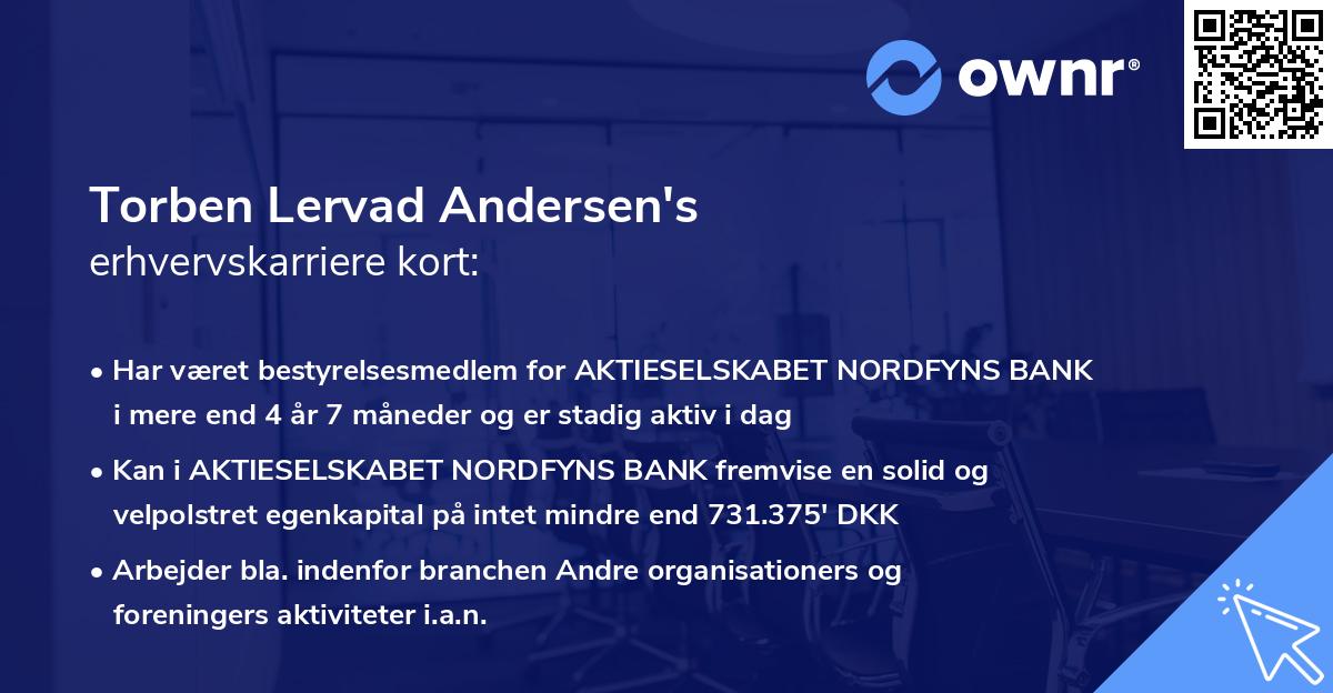 Torben Lervad Andersen's erhvervskarriere kort