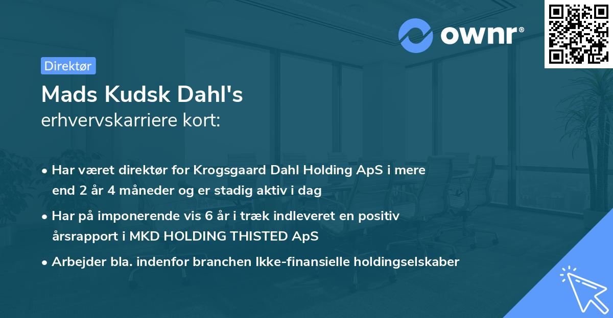 Mads Kudsk Dahl's erhvervskarriere kort