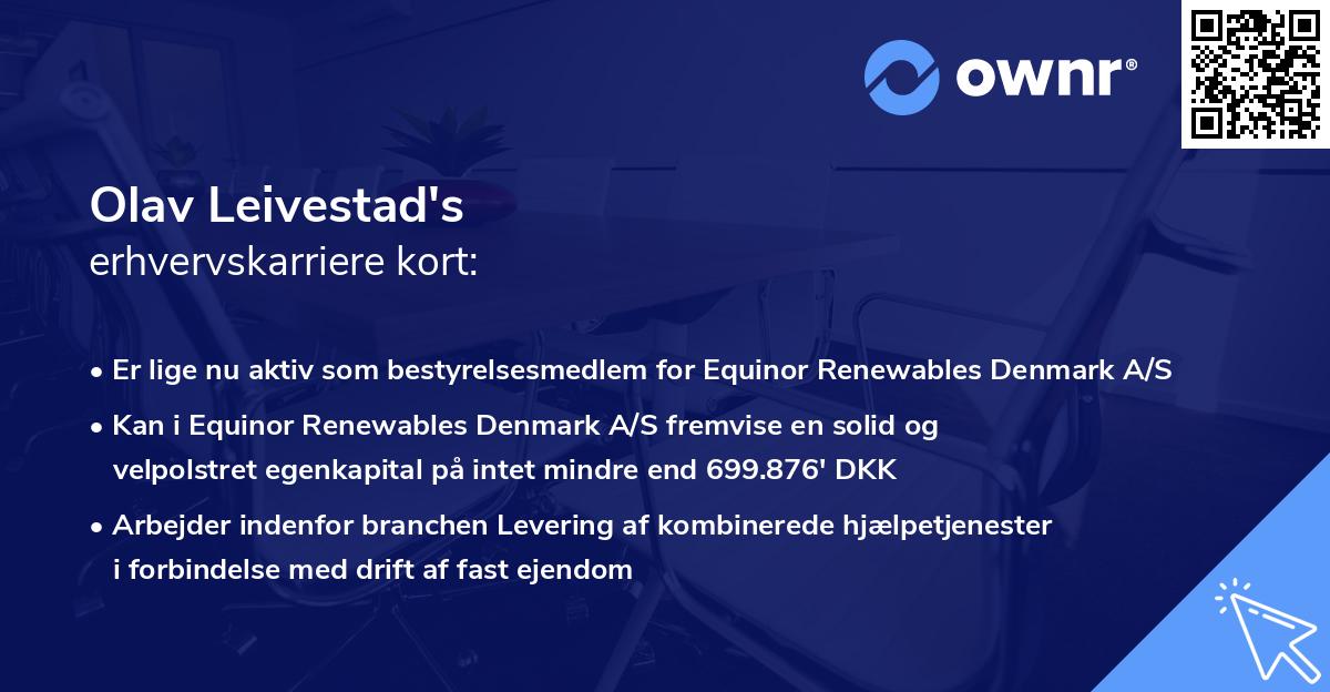 Olav Leivestad's erhvervskarriere kort