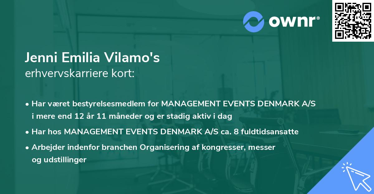 Jenni Emilia Vilamo's erhvervskarriere kort