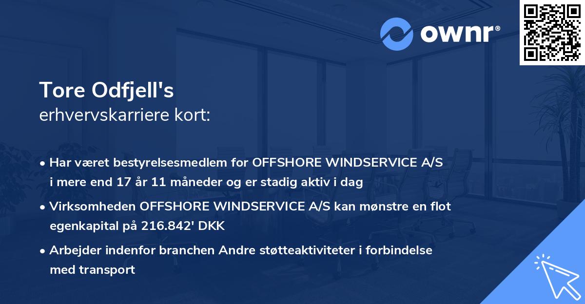 Tore Odfjell's erhvervskarriere kort