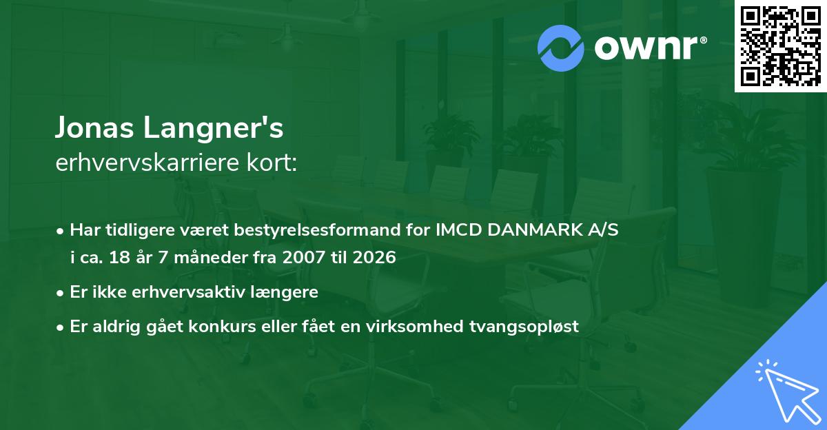 Jonas Langner's erhvervskarriere kort