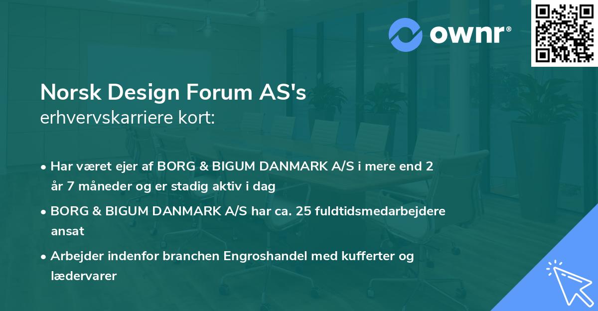 Norsk Design Forum AS's erhvervskarriere kort