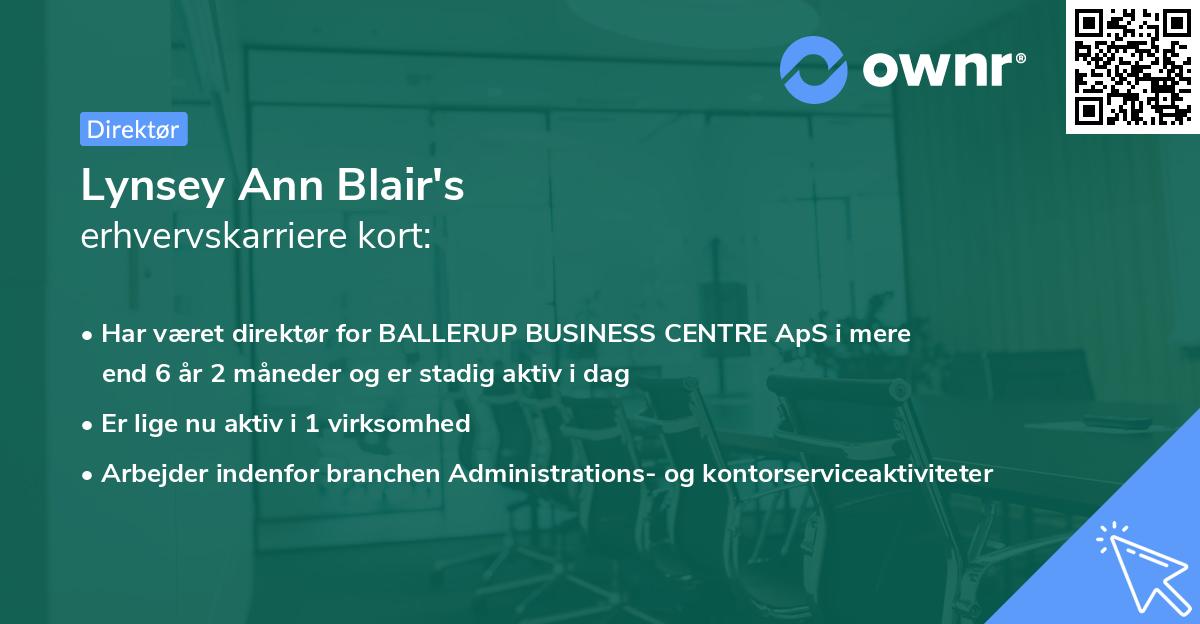 Lynsey Ann Blair's erhvervskarriere kort