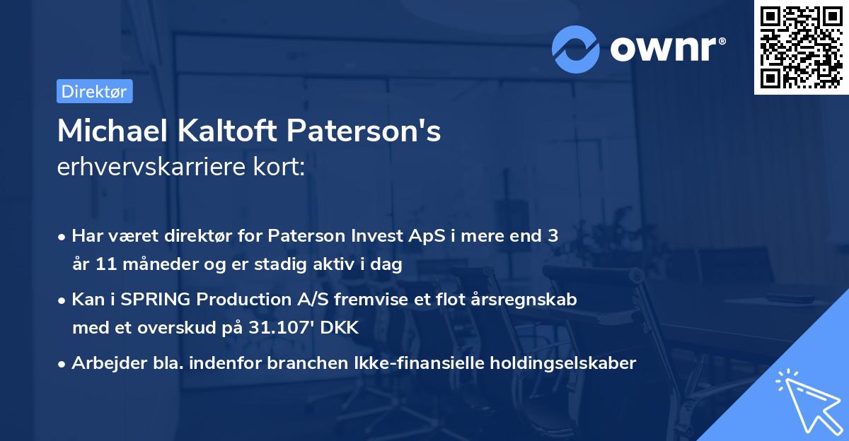 Michael Kaltoft Paterson's erhvervskarriere kort