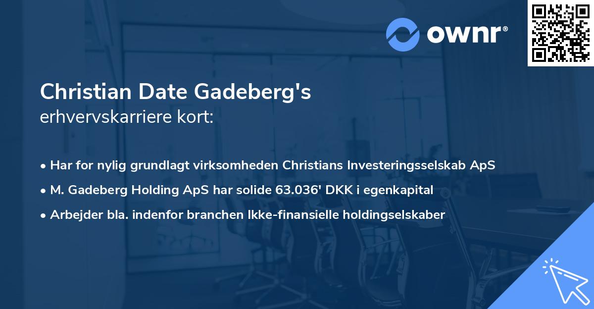 Christian Date Gadeberg's erhvervskarriere kort