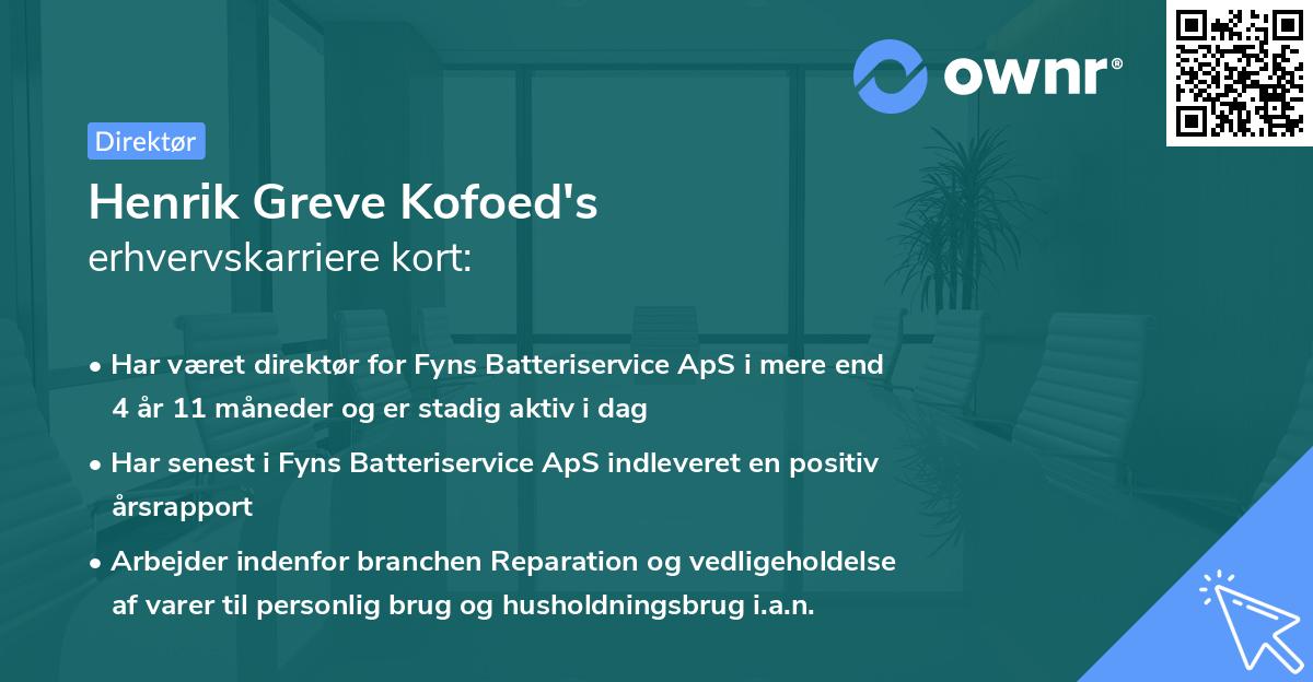 Henrik Greve Kofoed's erhvervskarriere kort