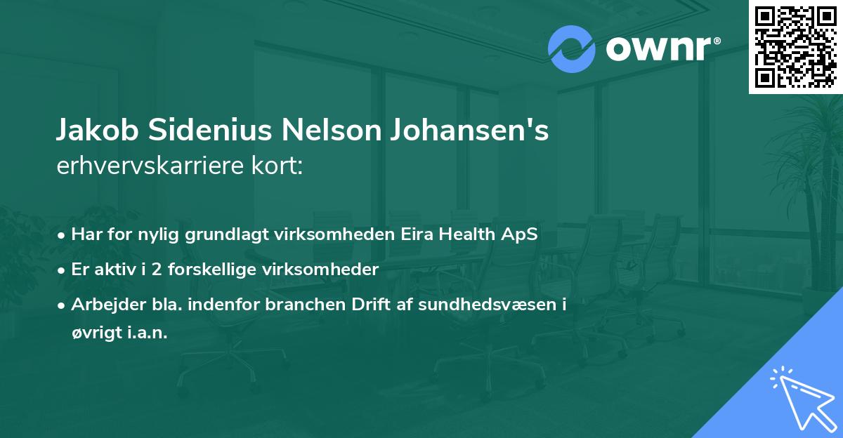 Jakob Sidenius Nelson Johansen's erhvervskarriere kort