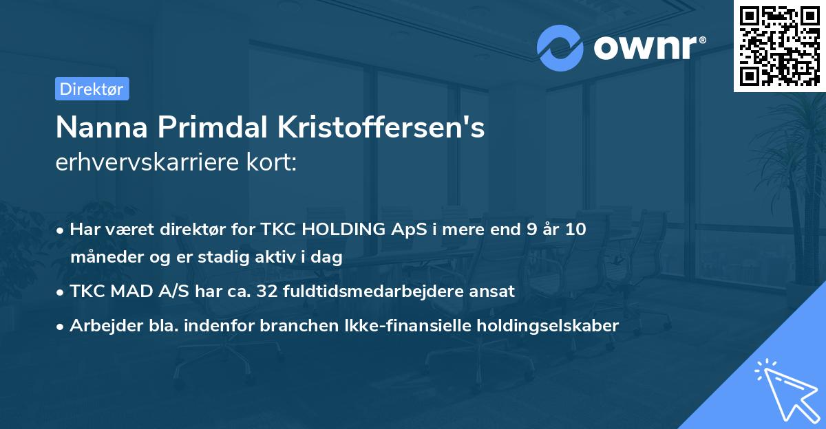 Nanna Primdal Kristoffersen's erhvervskarriere kort