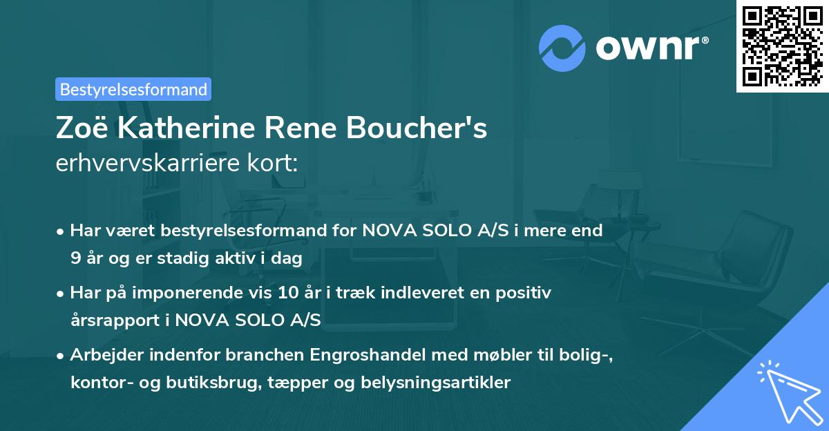 Zoë Katherine Rene Boucher's erhvervskarriere kort