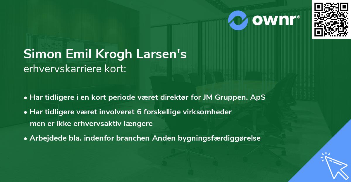 Simon Emil Krogh Larsen's erhvervskarriere kort