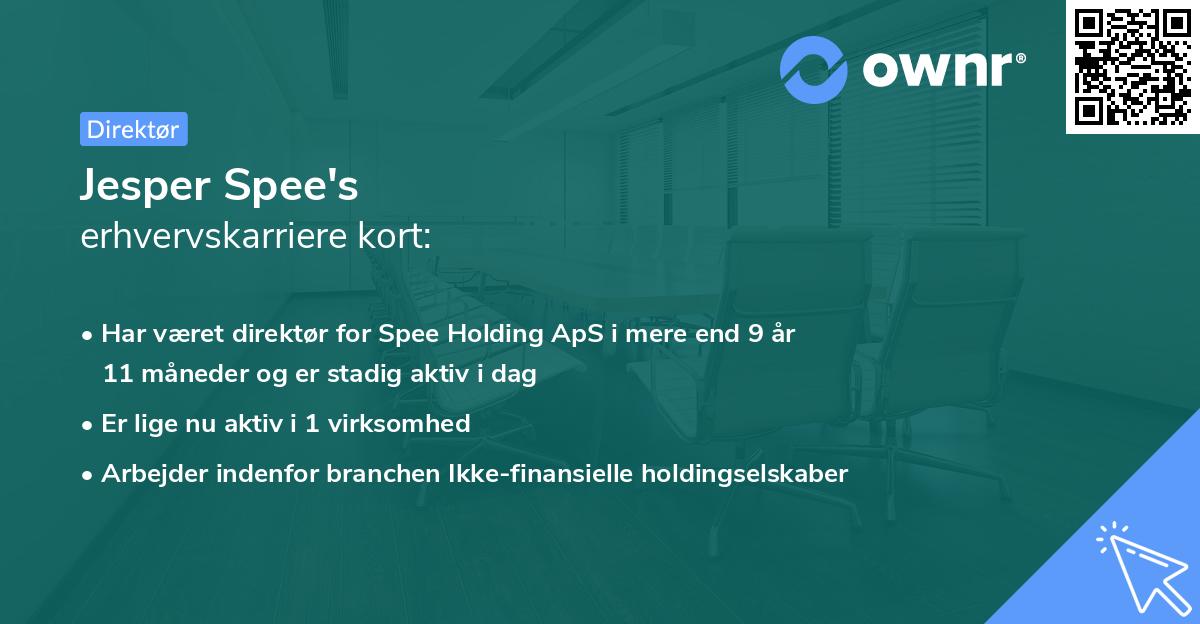 Jesper Spee's erhvervskarriere kort