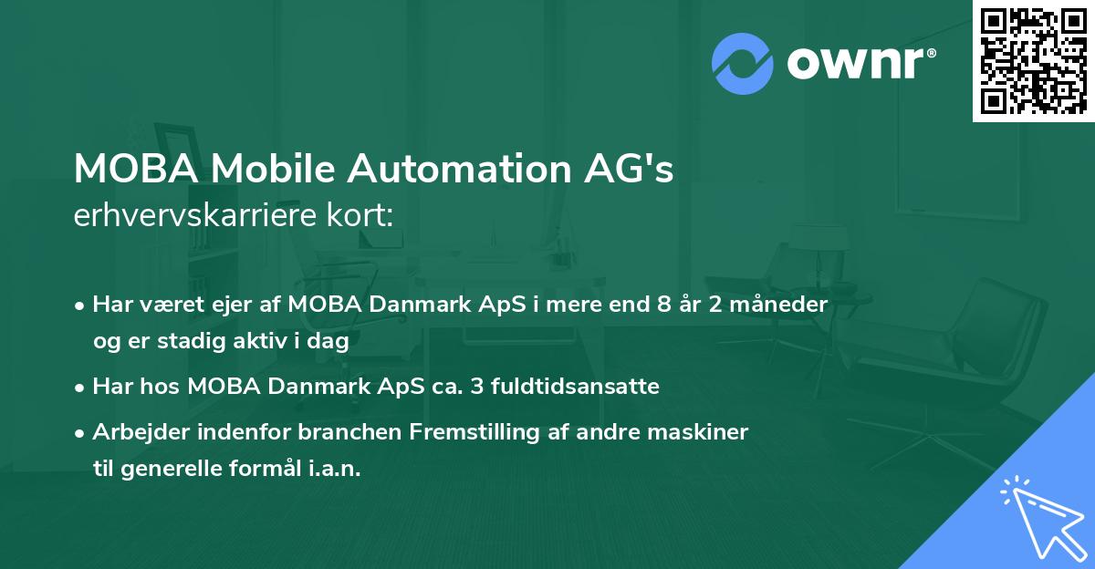 MOBA Mobile Automation AG's erhvervskarriere kort