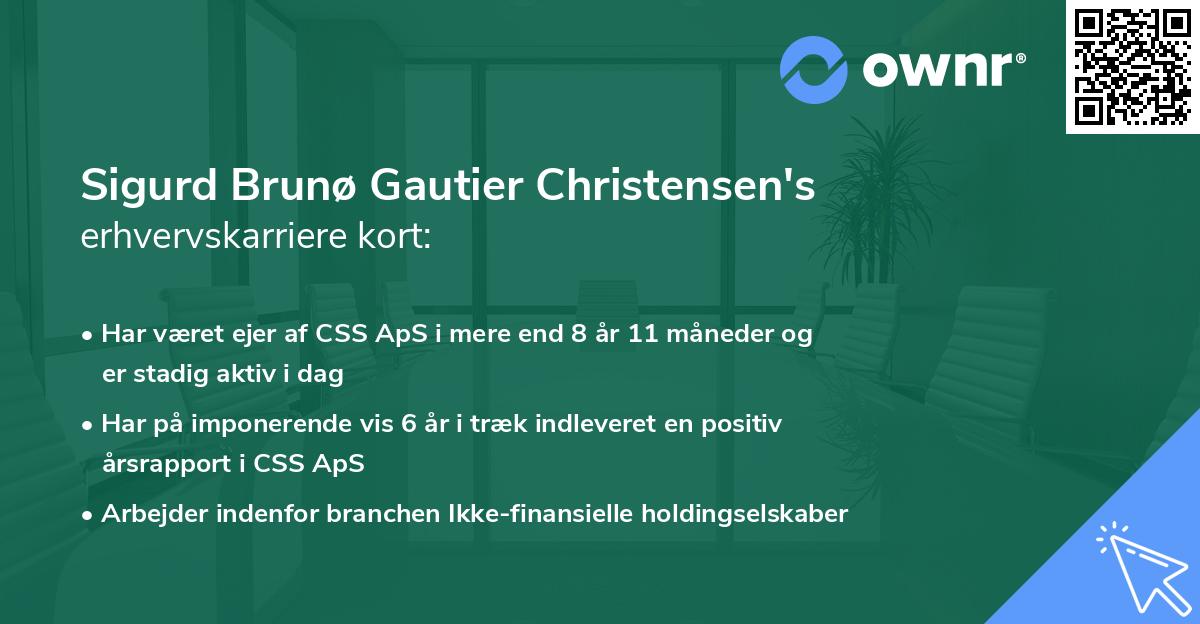 Sigurd Brunø Gautier Christensen's erhvervskarriere kort