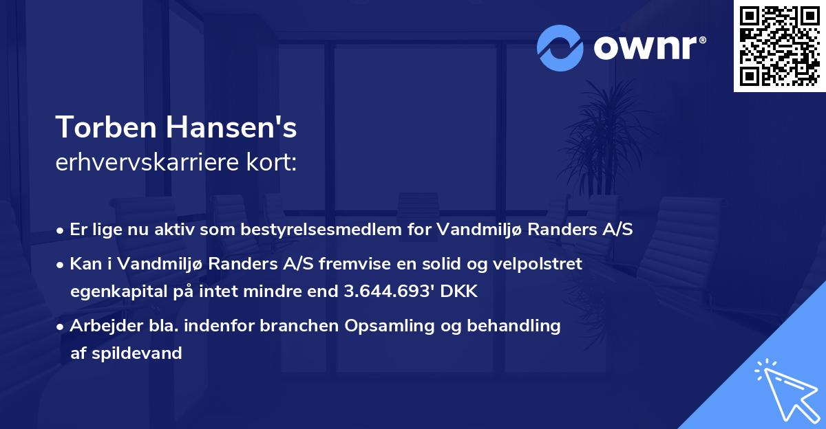 Torben Hansen's erhvervskarriere kort