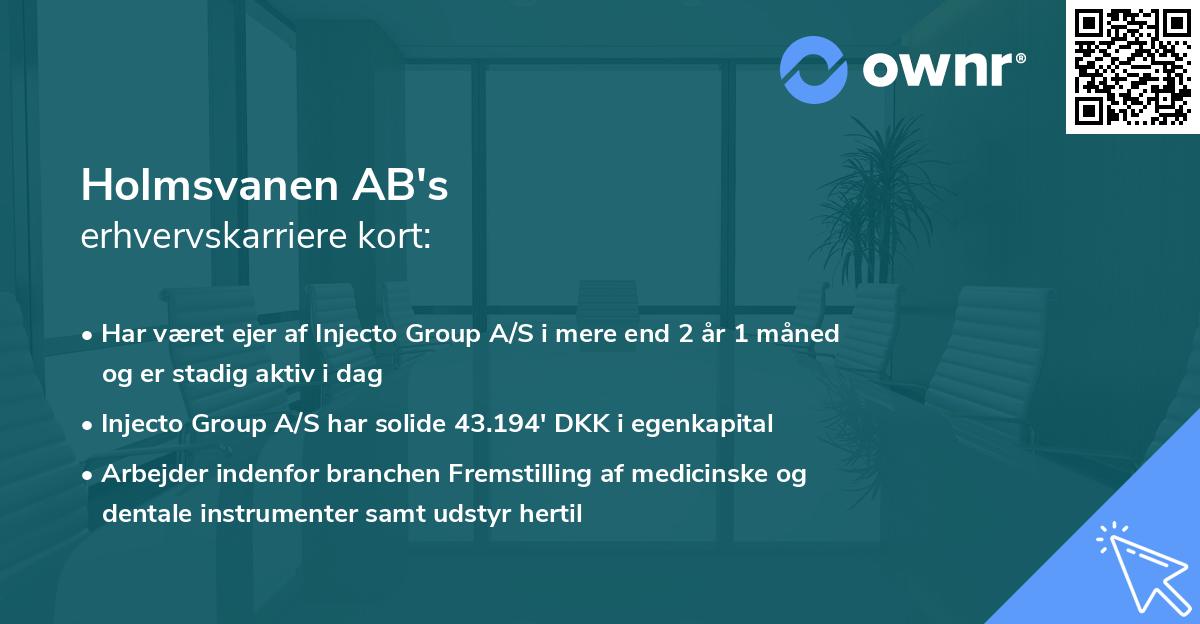 Holmsvanen AB's erhvervskarriere kort