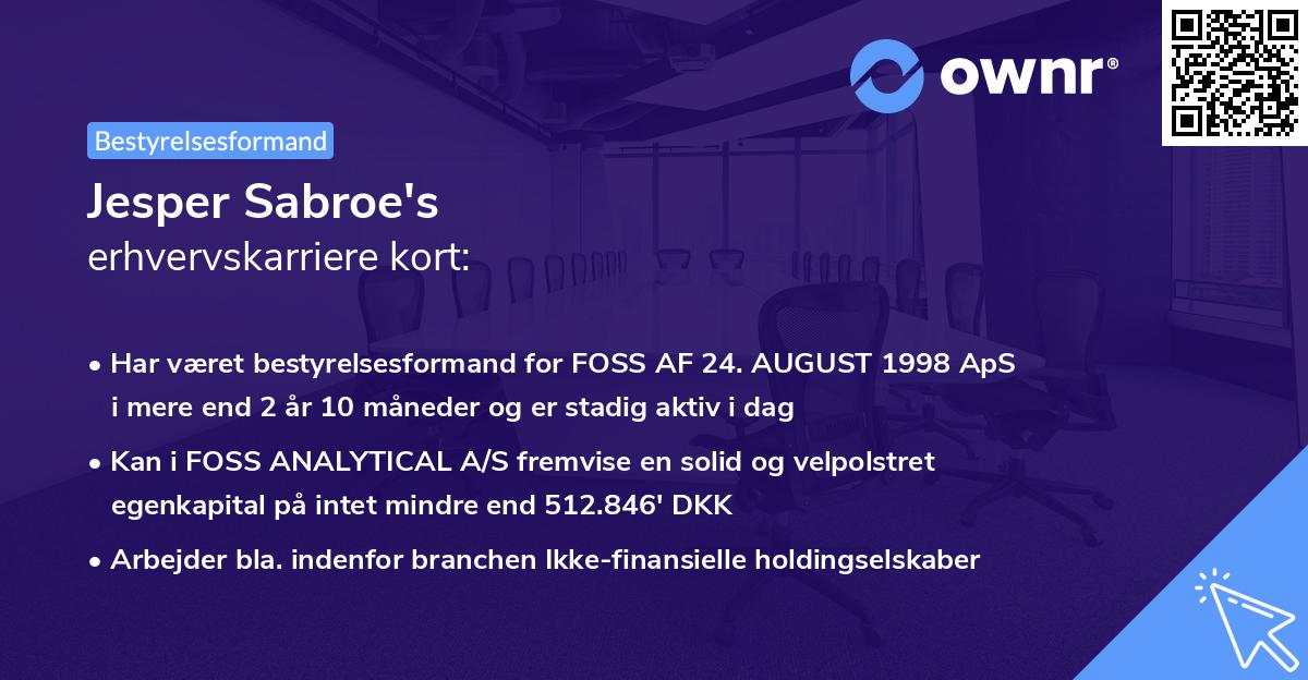 Jesper Sabroe's erhvervskarriere kort