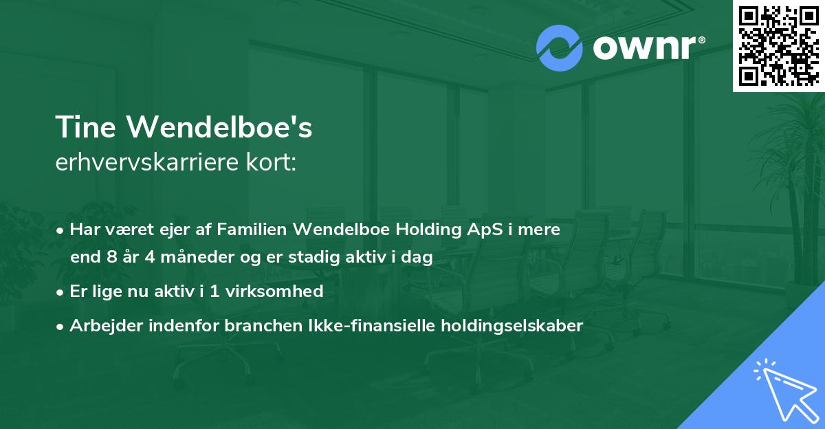 Tine Wendelboe's erhvervskarriere kort