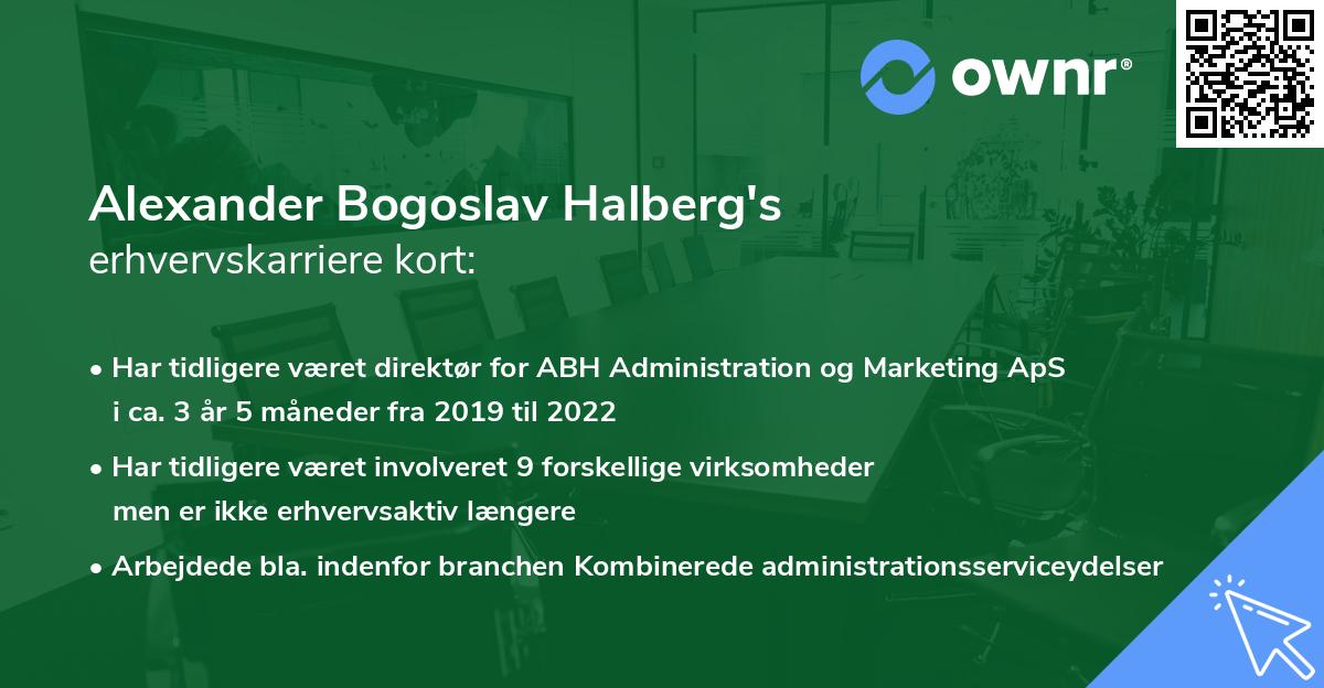 Alexander Bogoslav Halberg's erhvervskarriere kort
