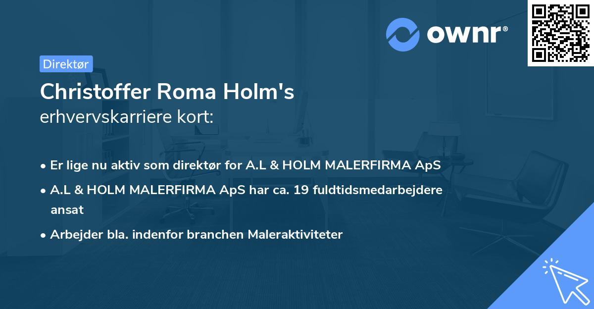 Christoffer Roma Holm's erhvervskarriere kort