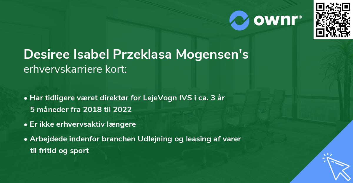 Desiree Isabel Przeklasa Mogensen's erhvervskarriere kort