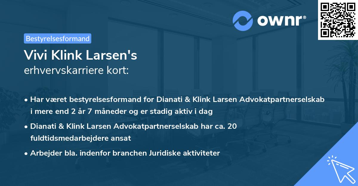 Vivi Klink Larsen's erhvervskarriere kort