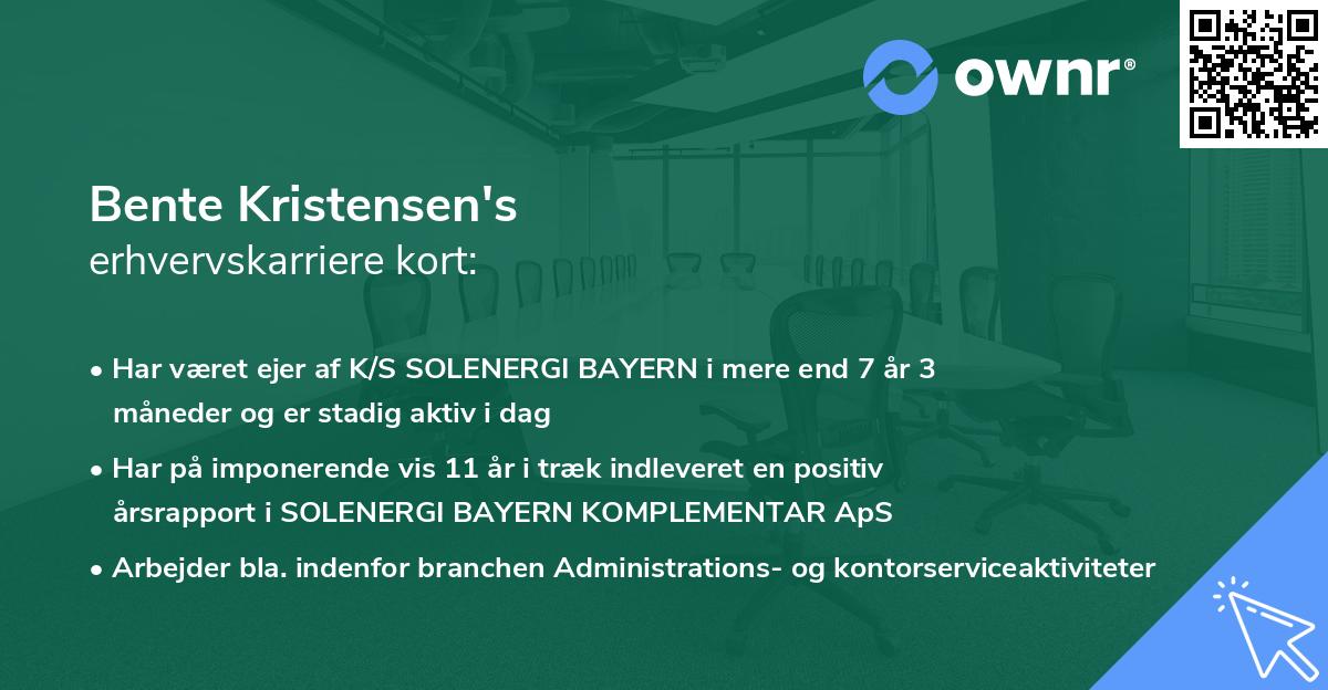 Bente Kristensen's erhvervskarriere kort