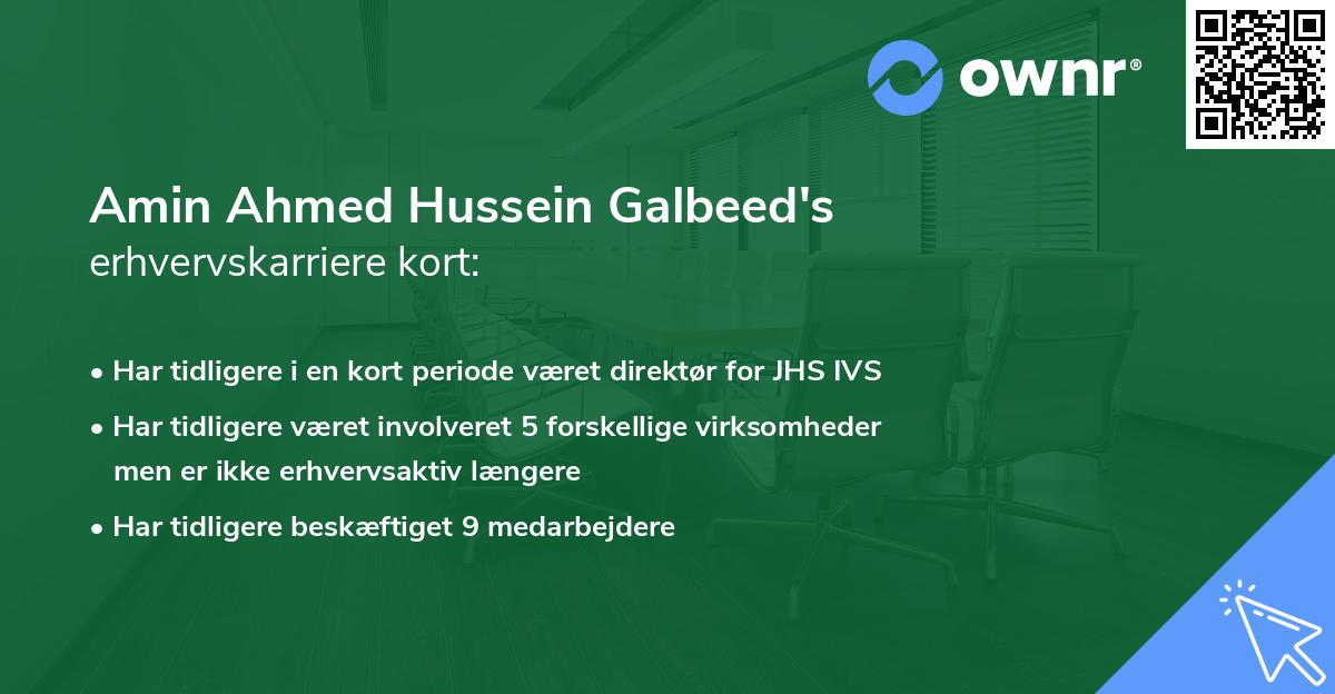 Amin Ahmed Hussein Galbeed's erhvervskarriere kort