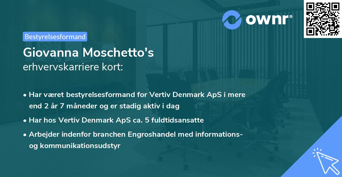 Giovanna Moschetto's erhvervskarriere kort