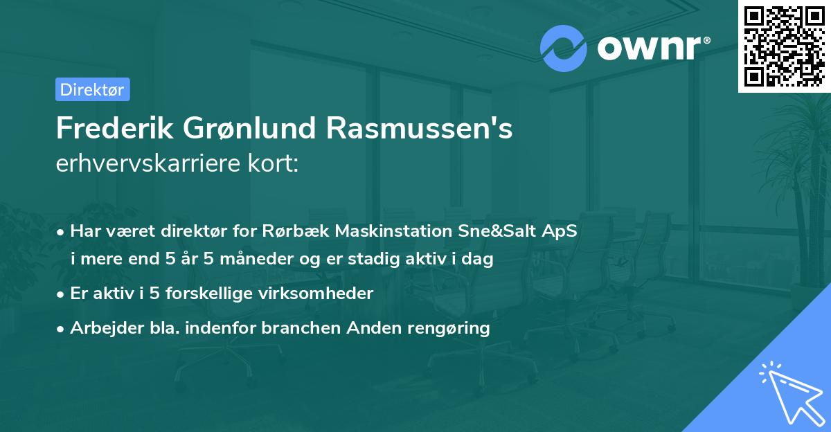 Frederik Grønlund Rasmussen's erhvervskarriere kort