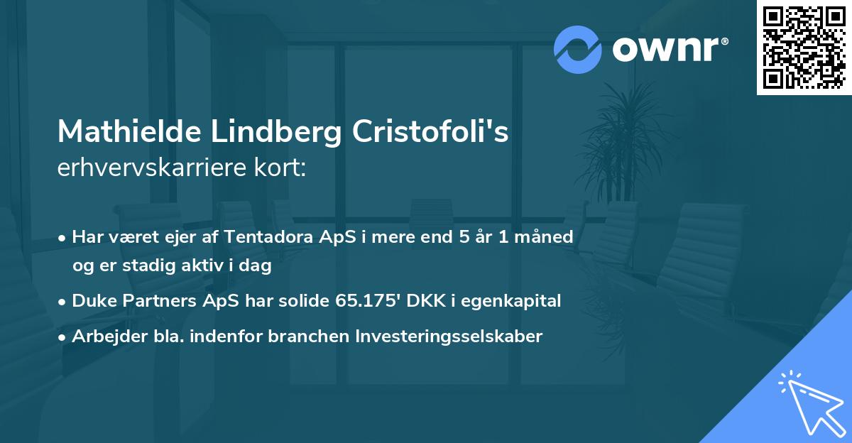 Mathielde Lindberg Cristofoli's erhvervskarriere kort