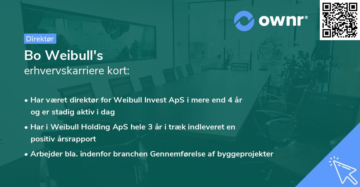 Bo Weibull's erhvervskarriere kort