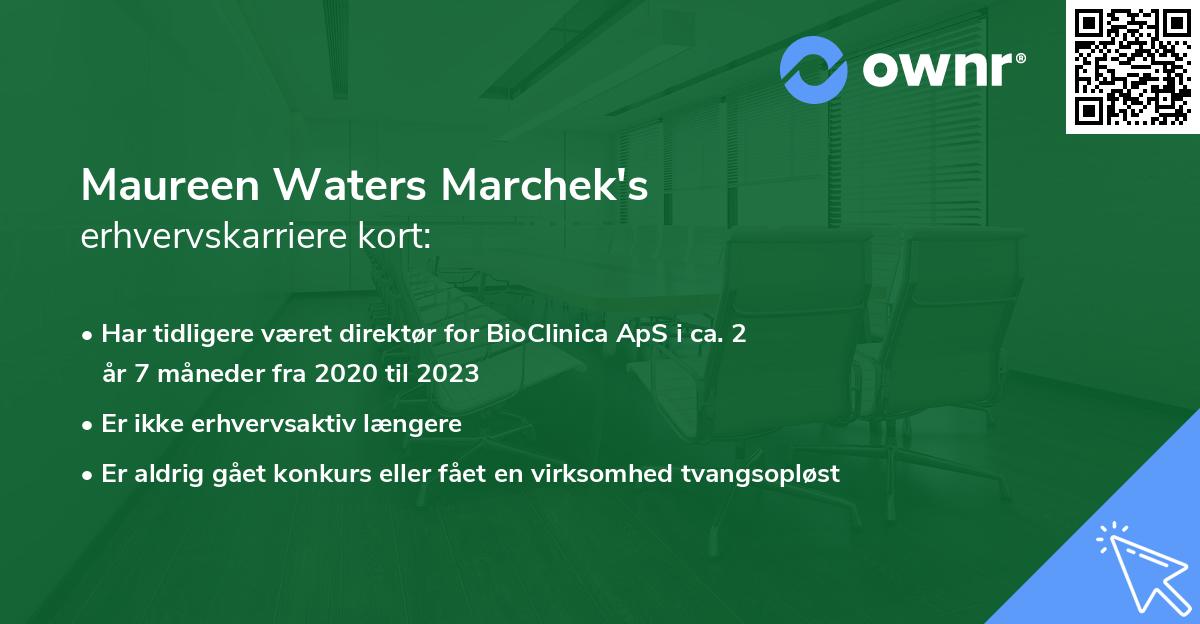 Maureen Waters Marchek's erhvervskarriere kort