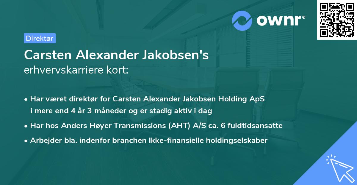 Carsten Alexander Jakobsen's erhvervskarriere kort