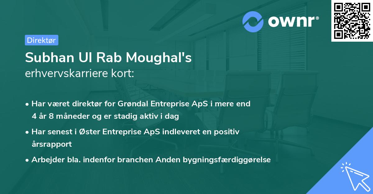Subhan Ul Rab Moughal's erhvervskarriere kort