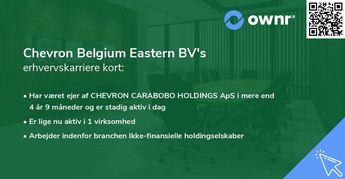 Chevron Belgium Eastern BV's erhvervskarriere kort