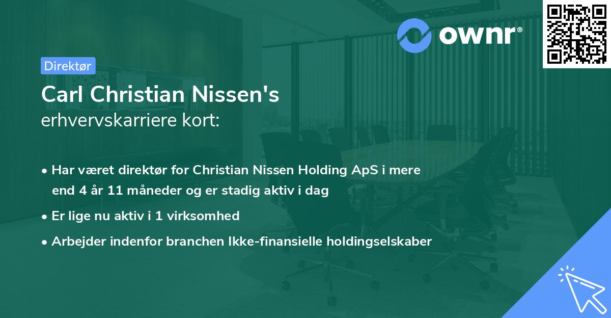 Carl Christian Nissen's erhvervskarriere kort
