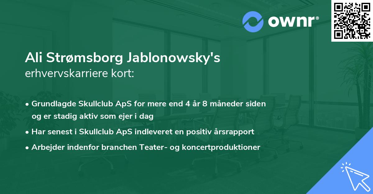 Ali Strømsborg Jablonowsky's erhvervskarriere kort