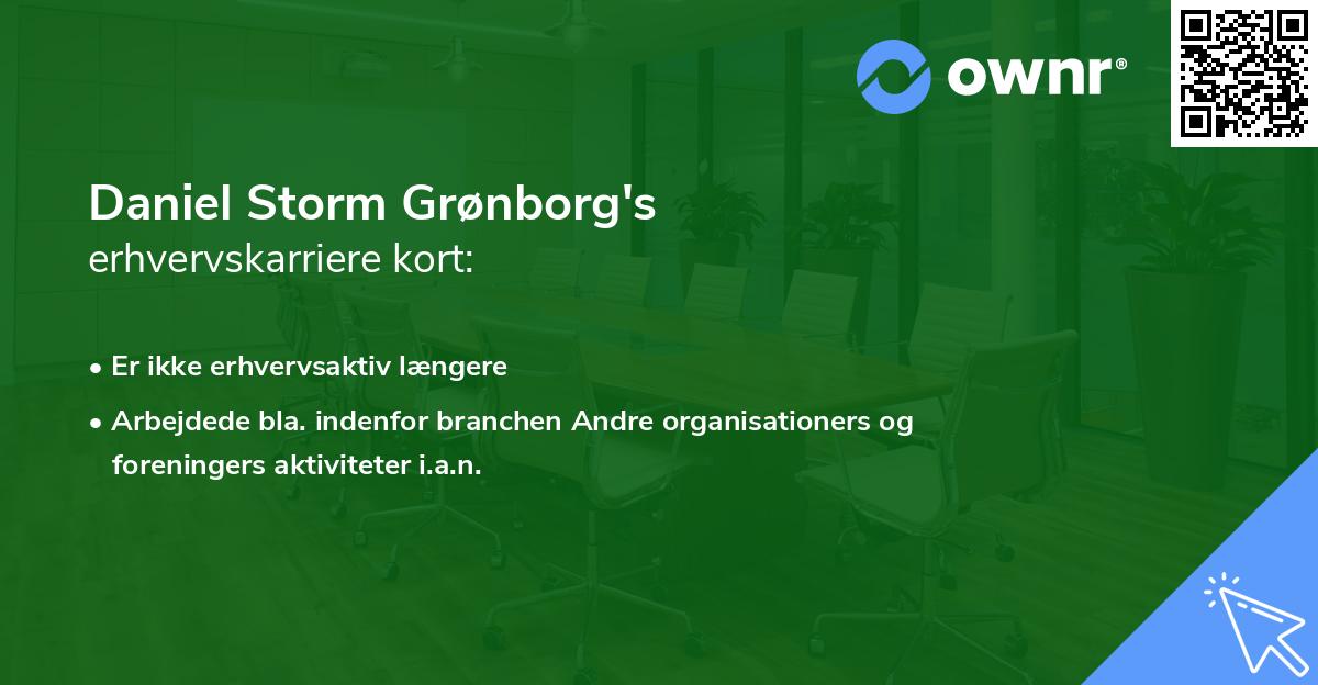 Daniel Storm Grønborg's erhvervskarriere kort
