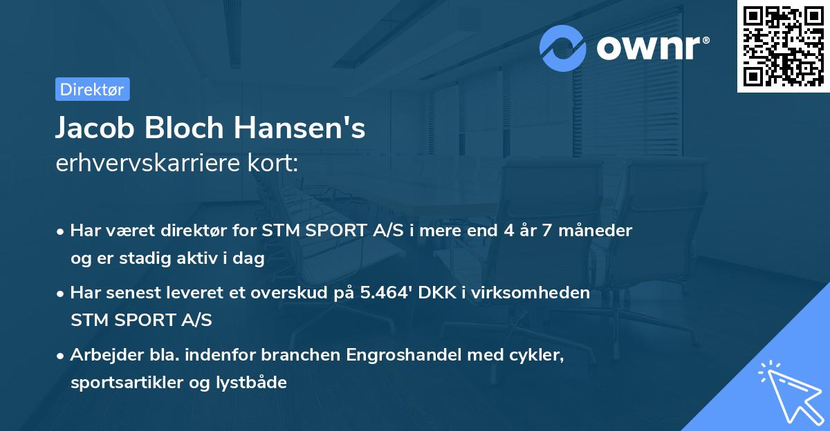 Jacob Bloch Hansen's erhvervskarriere kort