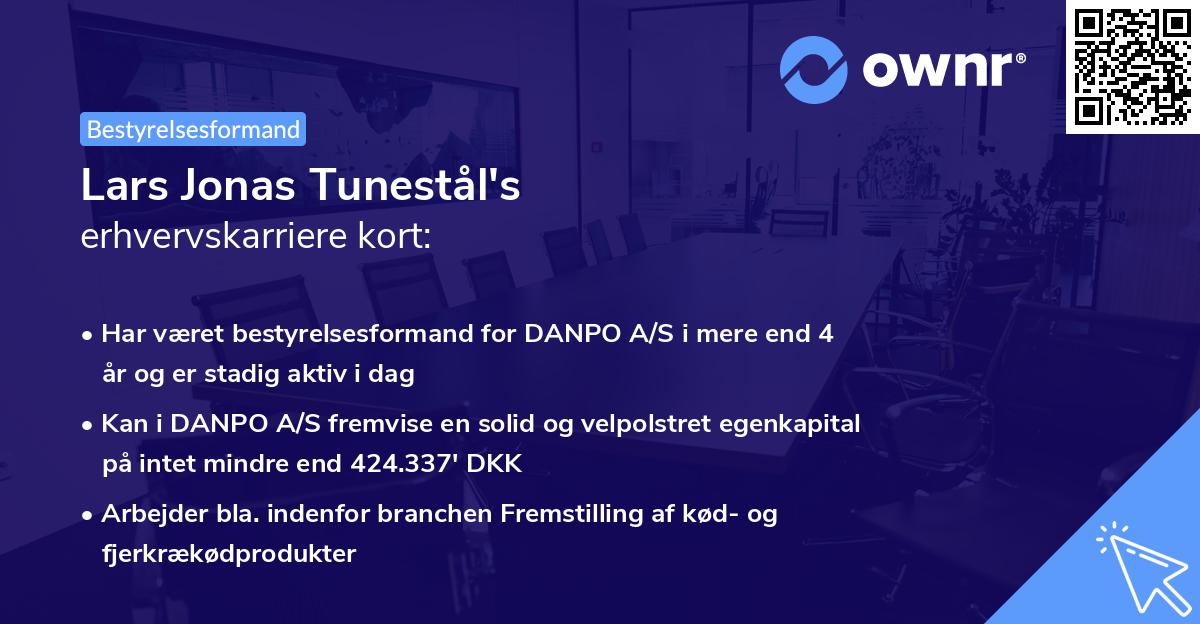 Lars Jonas Tunestål's erhvervskarriere kort