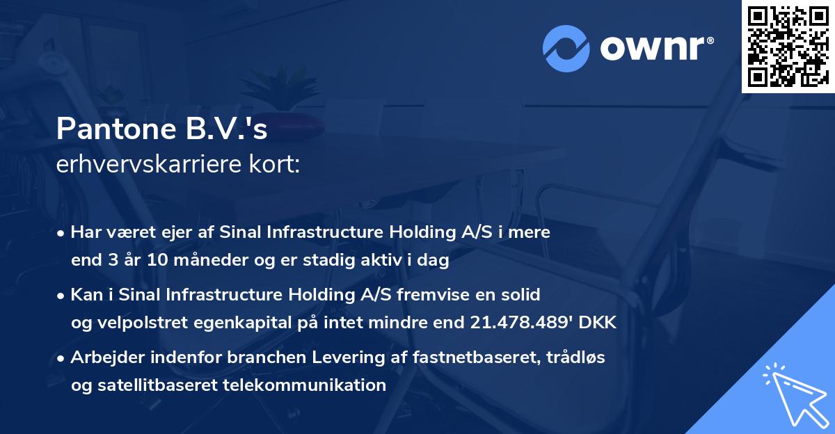 Pantone B.V.'s erhvervskarriere kort