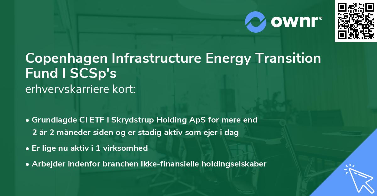 Copenhagen Infrastructure Energy Transition Fund I SCSp's erhvervskarriere kort