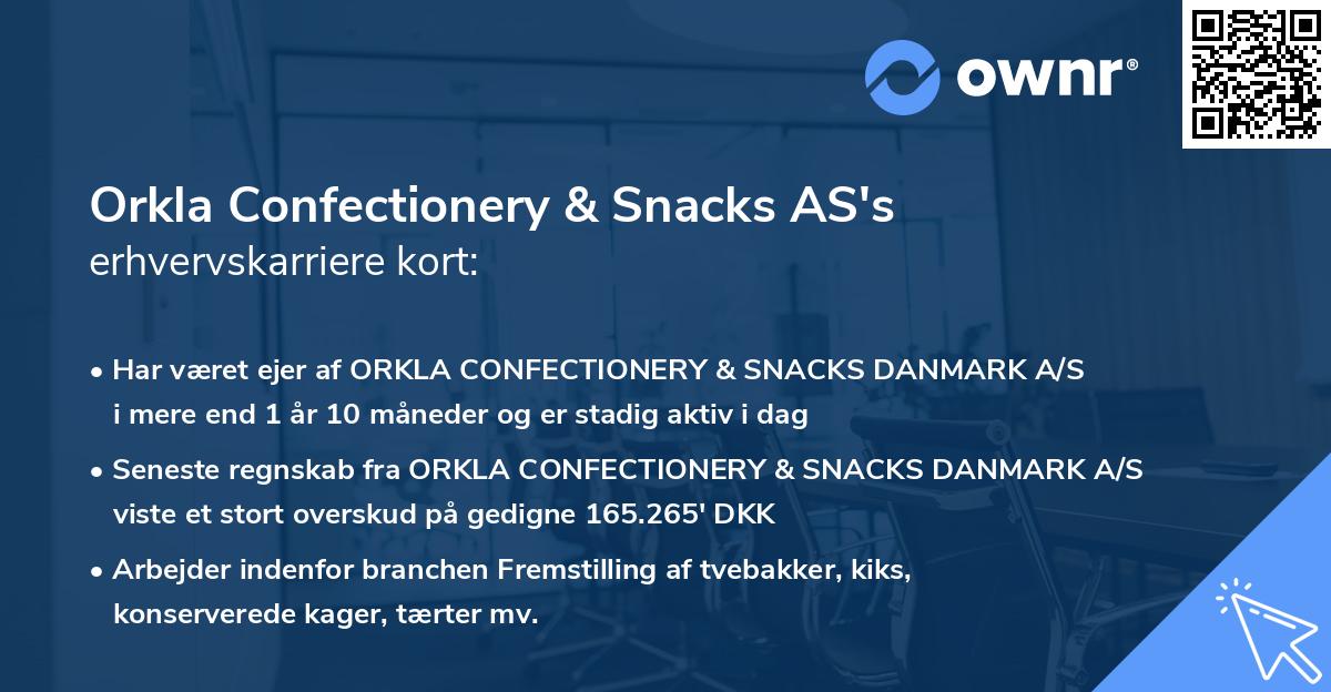 Orkla Confectionery & Snacks AS's erhvervskarriere kort