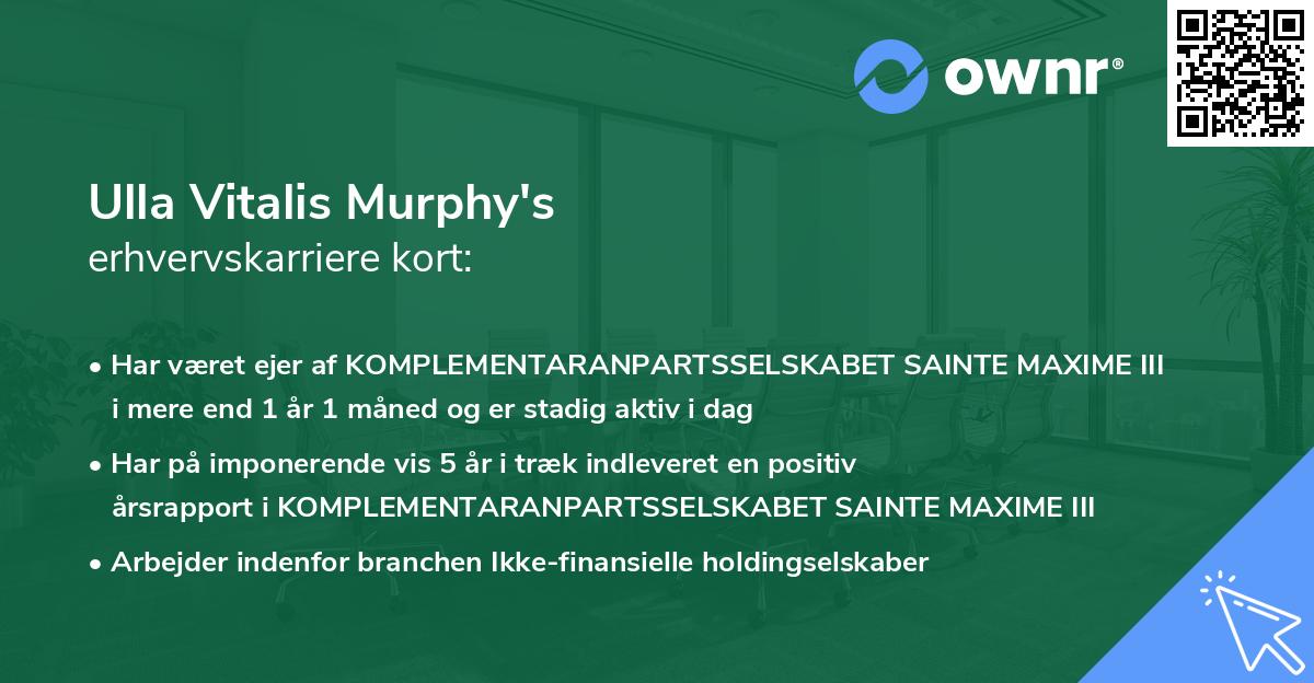 Ulla Vitalis Murphy's erhvervskarriere kort