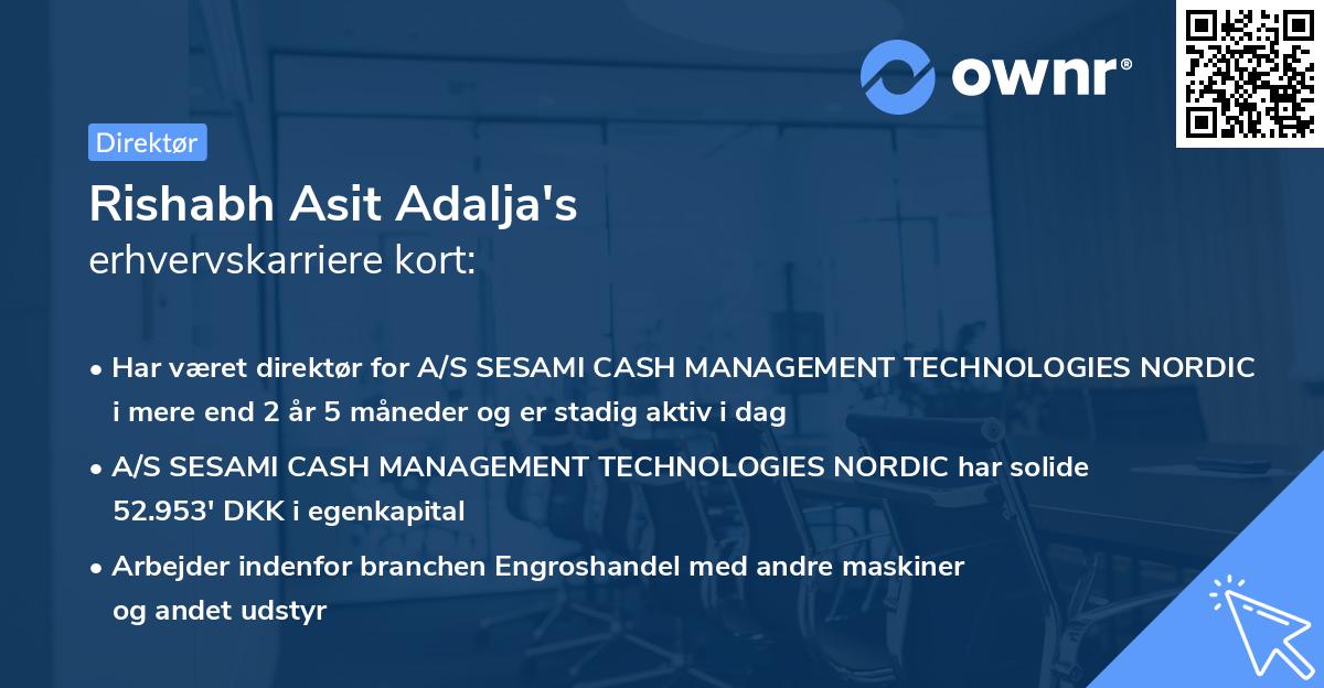 Rishabh Asit Adalja's erhvervskarriere kort