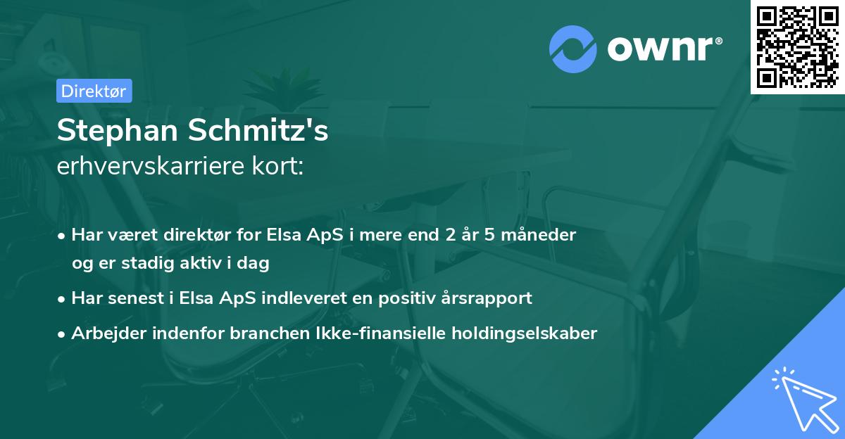 Stephan Schmitz's erhvervskarriere kort