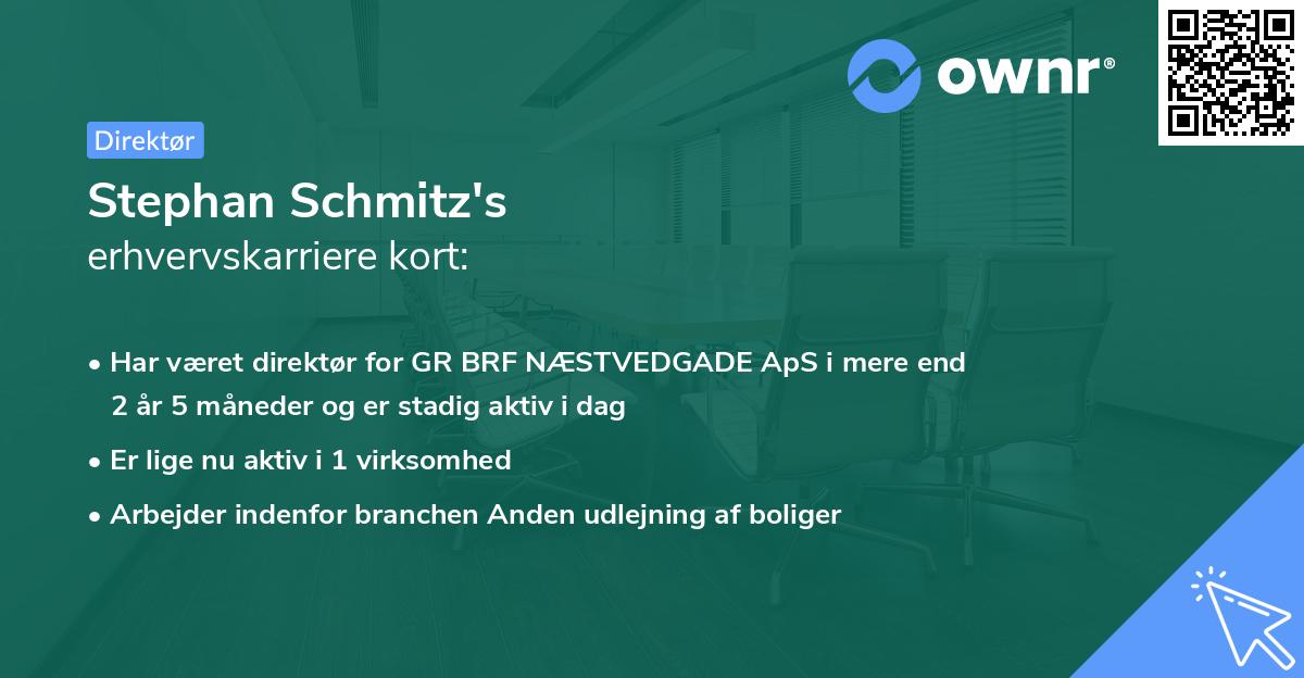 Stephan Schmitz's erhvervskarriere kort