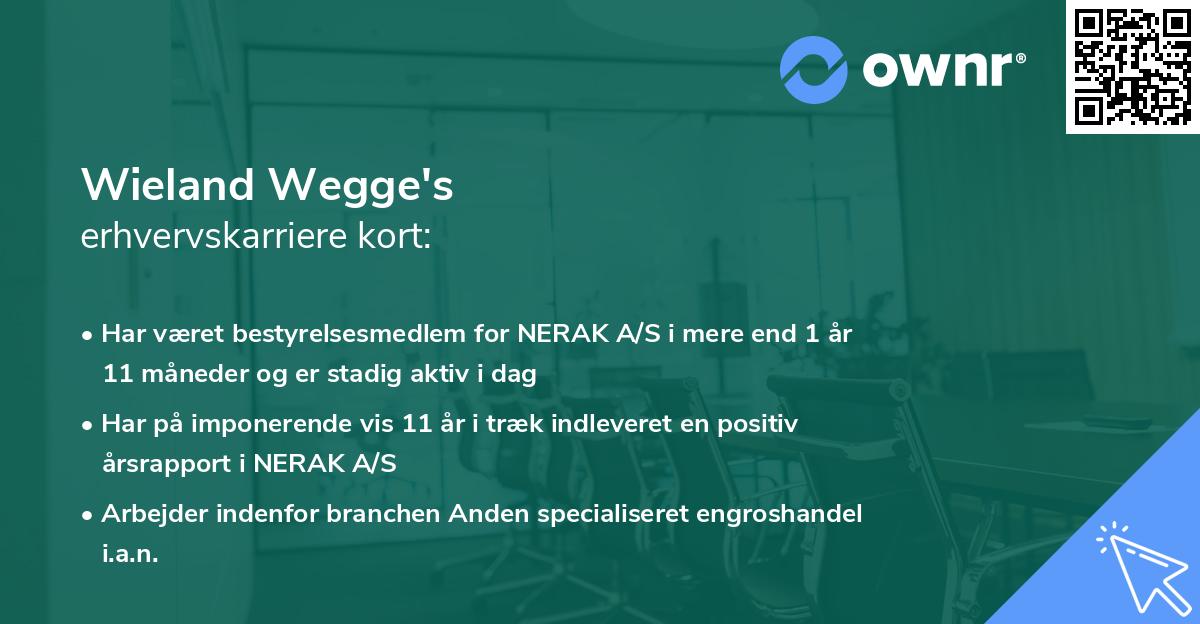 Wieland Wegge's erhvervskarriere kort